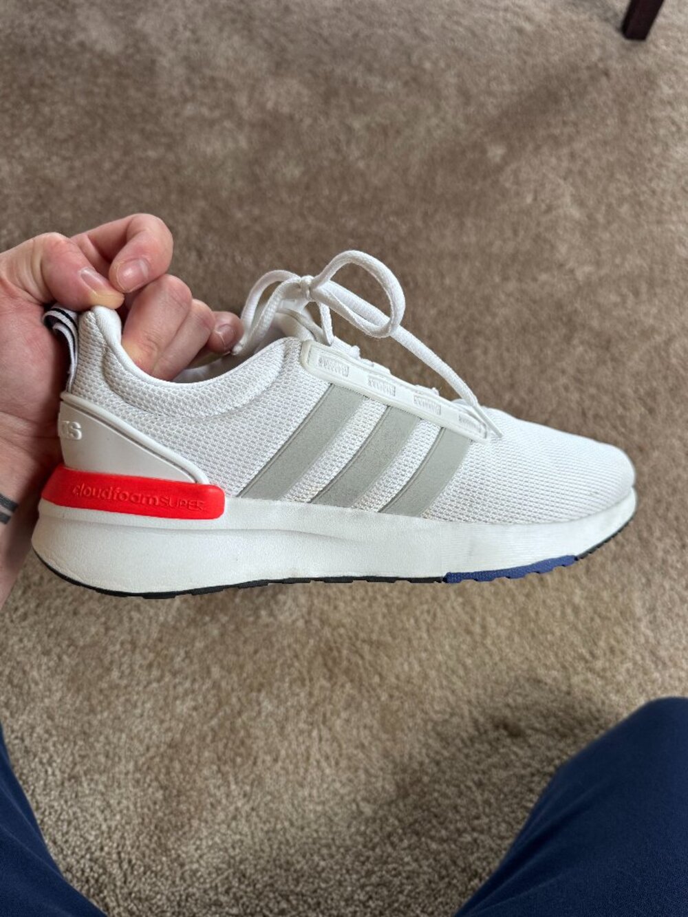 Adidas Racer TR21 Cloudfoam Super Men's Sz 8 White Solar Red